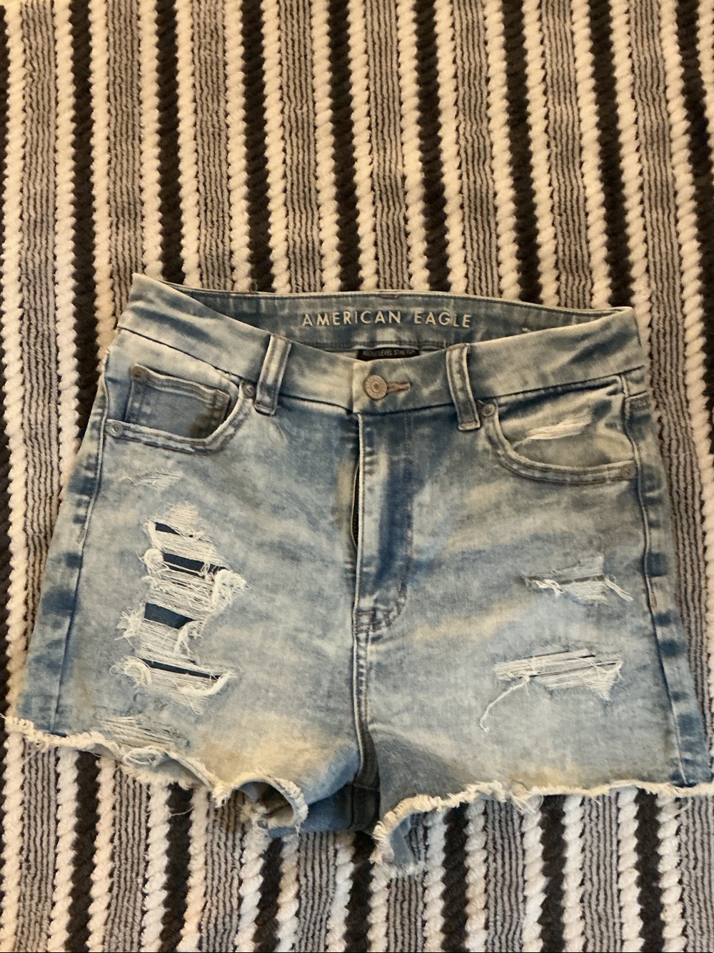 American Eagle Outfitters Light Wash Distressed Denim Shorts